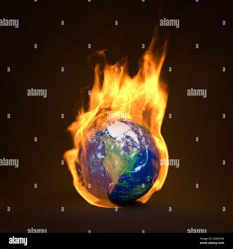 Planet Earth In Flames Global Warming Climate Change Concept Showing