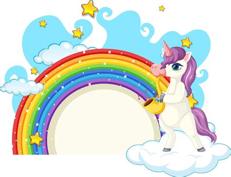 Vector Cartoon Unicorn Clipart Isolated On White Background Rainbow