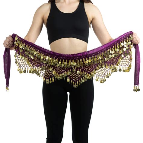 Danzcue Womens Belly Dance Hip Scarf With Gold Coins Belbs024 899