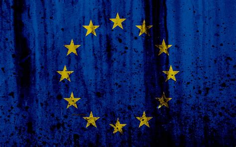 Flag Of European Union Grunge Stone Texture European Union Flag