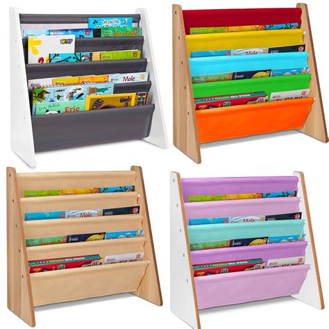 Children Kids Book Shelf Sling Storage Rack Organizer Bookcase