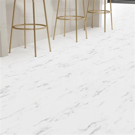 This wide plank vinyl is deep and rich like mahogany. White Marble Effect Vinyl Flooring - Ideal Home Uk Tv