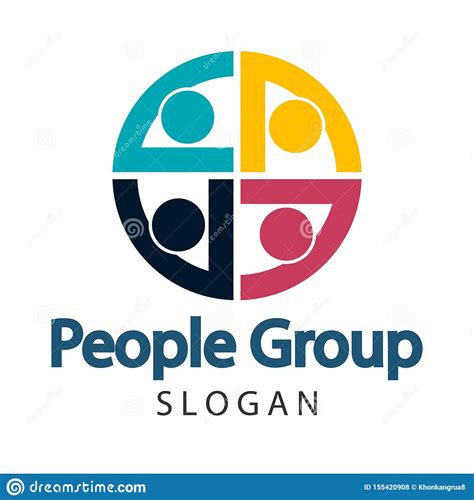 Group Four People Logo Handshake In A Circleteamwork Iconvector