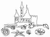 Coloring Beach Sand Castle Drawing sketch template