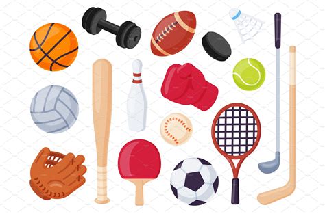 Sport Equipment Cartoon Balls And Graphics ~ Creative Market