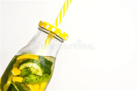 Fresh Cool Lemon Cucumber Mint Infused Water Detox Drink Summer