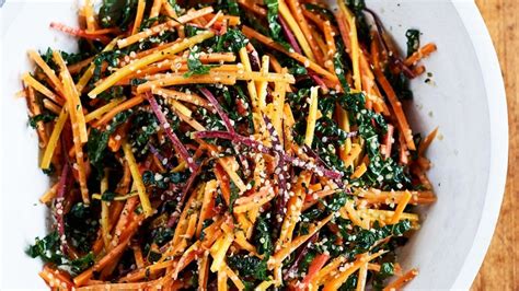 Most of the time our home cooked meals do not depend upon a perfect half inch dice or wispy julienne cuts. Julienned-Carrot and Kale Salad