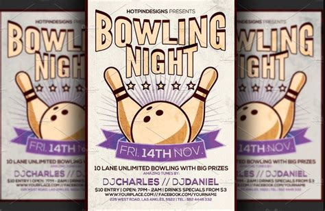 Bowling Night Flyer Template Psd Graphic Cloud