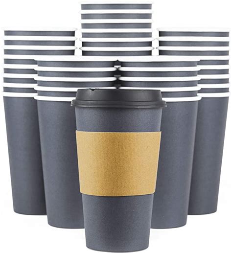 Disposable Coffee Cups With Lids 16 Oz To Go Coffee Cups 80 Set