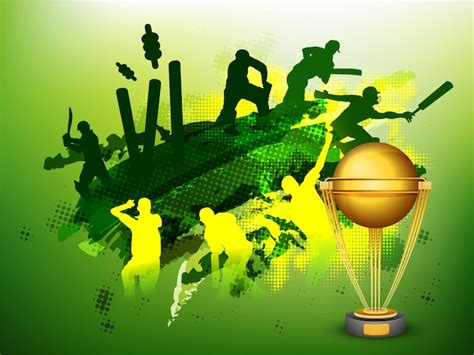 Free Vector Green Cricket Sports Background With Illustration Of
