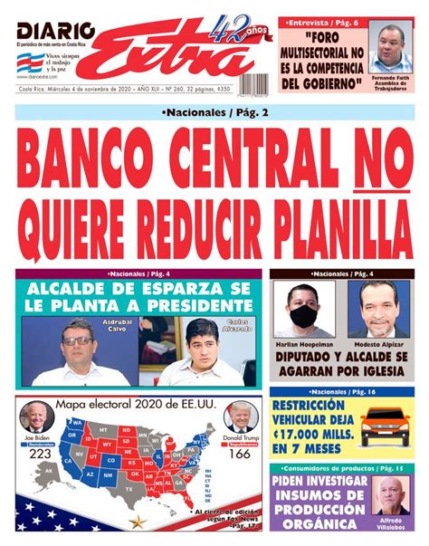 Portada Diario Extra Lunes 4 Noviembre 2020 PeriÓdico Digital Y