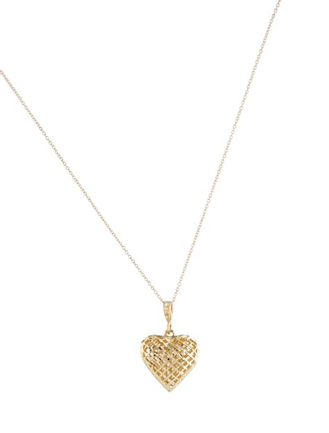 Necklace 14k Lattice Heart Pendant Necklace 14k Yellow Gold Pendant
