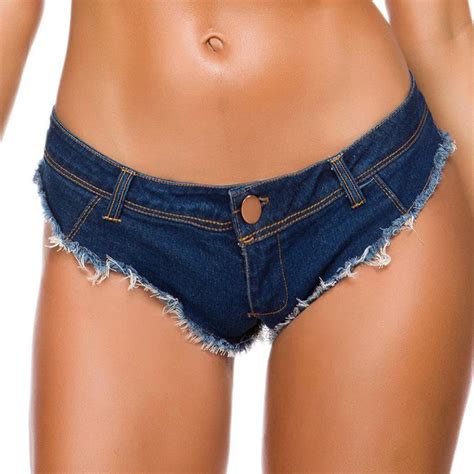 Women Thong Sexy Low Waist Booty Jeans Shorts Cheeky Denim Shorts Sexy Nightclub Show Dance Jean