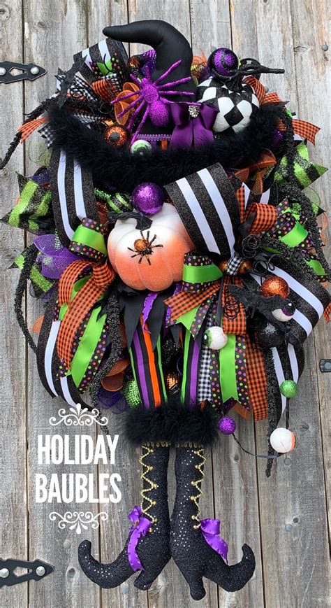 Halloween Wreath Witch Wreath Whimsical Halloween Wreath | Etsy in 2020 ...