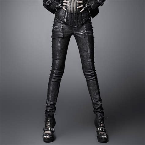 Punk Fashion Wild Rock And Roll Women Skinny Leather Pants Gothic Steampunk Sexy Pu Trousers