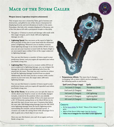 Magic Item Mace Of The Storm Caller Give A Bit Of Spark To Your Game
