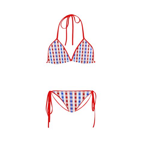 Red White Blue Squares Custom Bikini Swimsuit Id D254722