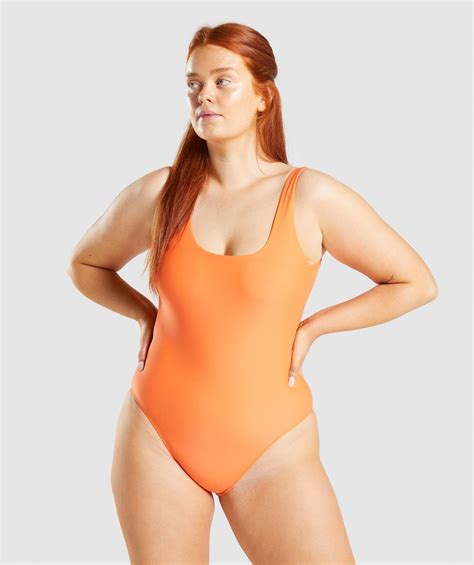 Dames Open Back Swimsuit Orange Gymshark Zwemkleding Enya Know How