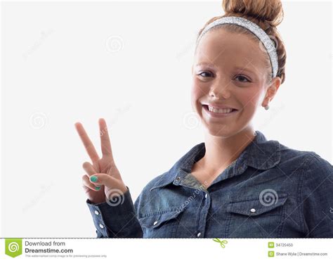Peace Sign Girl Stock Photo Image Of Girl Beautiful 34720450