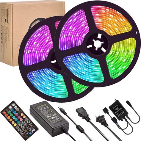 Led Strip Lights Sync To Music Rgb 300 Leds With Remote Control On