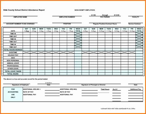 Printable Employee Attendance Sheet Template Example Calendar Printable