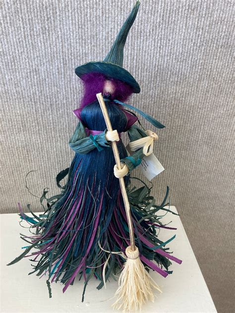 Corn Shuck Witch Standing Corn Shuck Witch With Broom Witch Corn Husk