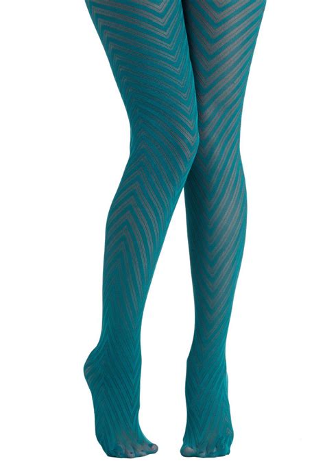 Fashionably Emulate Tights In Teal Mod Retro Vintage Tights