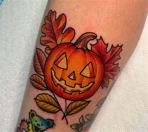 Autumnal Pumpkin Tattoo Halloween Tattoos Pumpkin Tattoo Tattoos