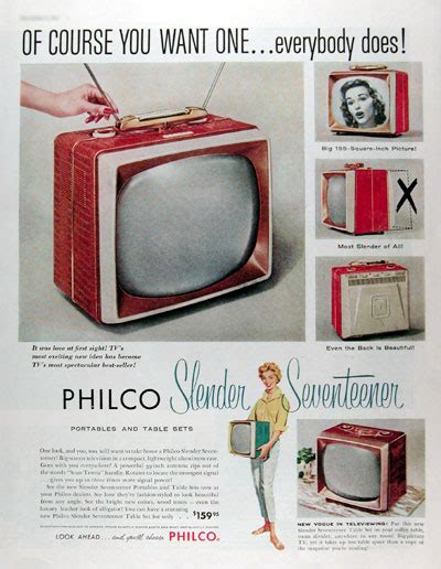 1957 Philco Portable Tv Classic Vintage Print Ad