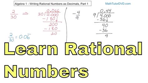 03 Writing Rational Numbers As Decimals Part 1 Algebra 1 Course