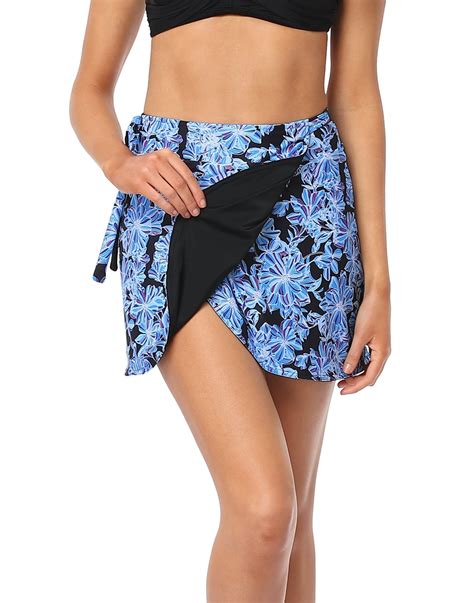 hde wrap skirt beach cover up women reversible tie swim skirt sarong with pocket