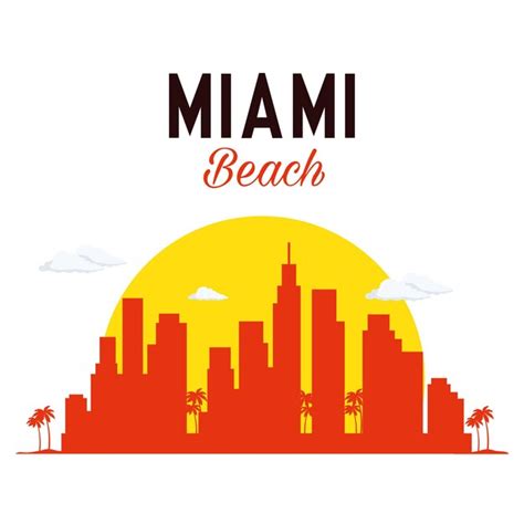 Miami Beach Cityscape Scene Vector Illustration Design Premium Vector