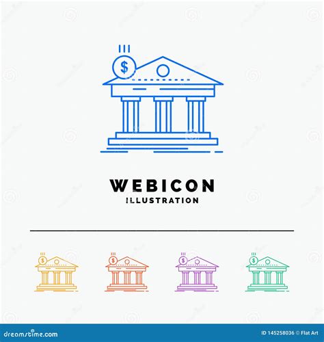 Architecture Bank Banking Building Federal 5 Color Line Web Icon
