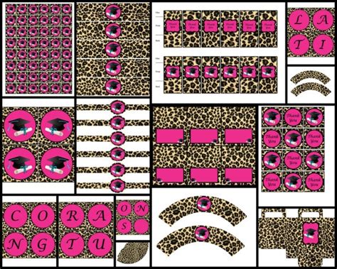 Printable Party Decorations Hot Pink Leopard Graduation Theme By