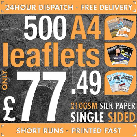 A4 Flyers Leaflets Full Colour Single Sided 24hr Dispatch