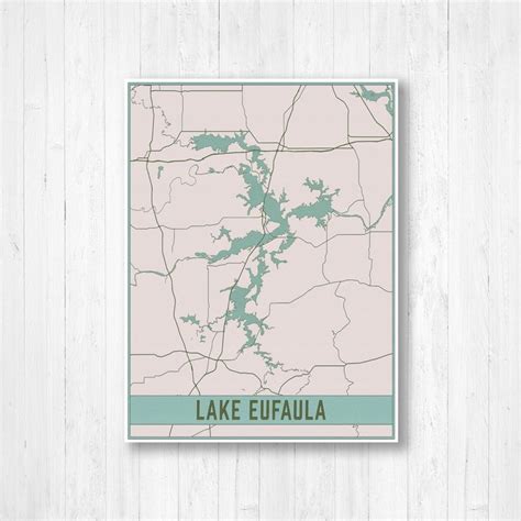 Lake Eufaula Oklahoma Map Print Lake Eufaula Lake Eufaula Oklahoma