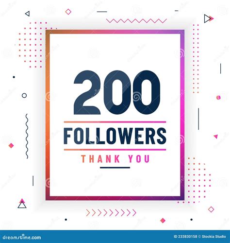 Thank You 200 Followers Celebration Modern Colorful Design Stock Vector