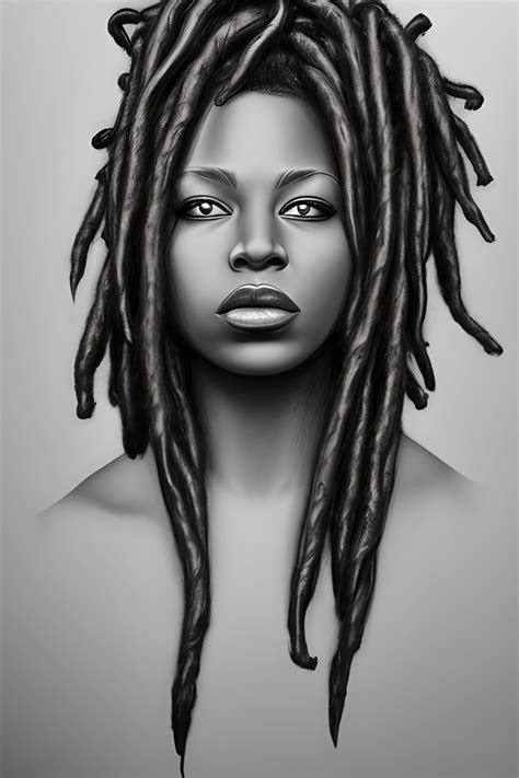 Realistic Black Woman With Dreads Detailed Graphite Sketch · Creative