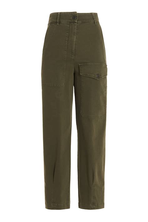 Nude Cropped Cargo Pocket Straight Leg Trousers In Green Modesens