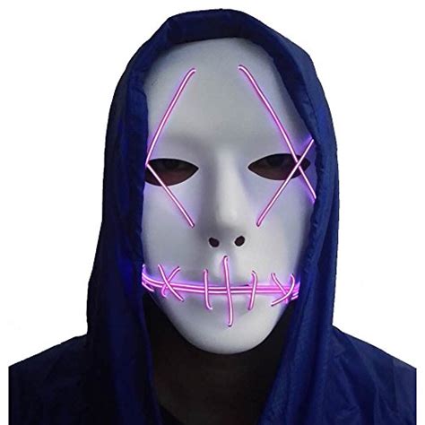 Buy Halloween Mask Cosplay Led Glow Scary El Wire Light Up Grin Masks