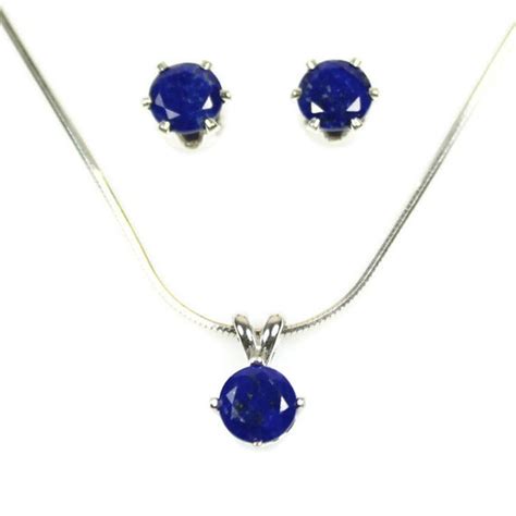 Lapis Lazuli Jewelry Set Blue Earrings And Necklace By Swanky