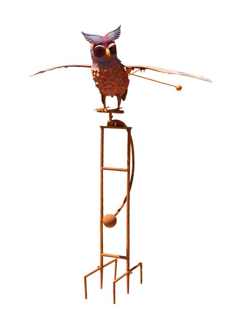 Large Metal Owl Flying Rocker Stake Rustic