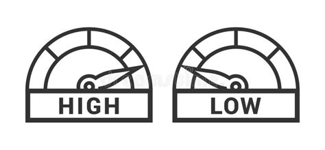 Low And High Gauge Scale Measure Speedometer Icon Isolated Vector Stock