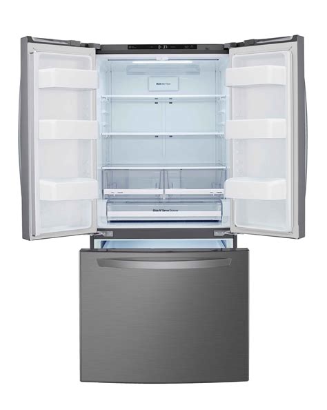 lg 33 in 25 cu ft platinum silver french door refrigerator with smart cooling plus system