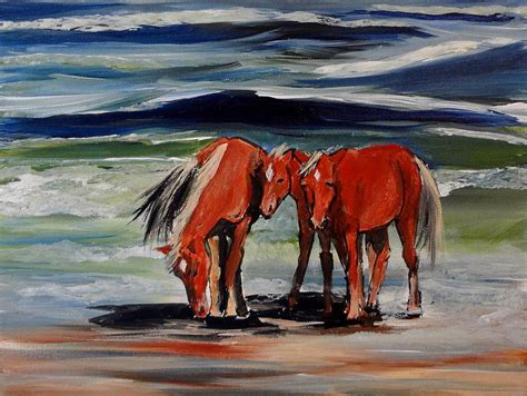 Outer Banks Wild Horses Painting By Katy Hawk
