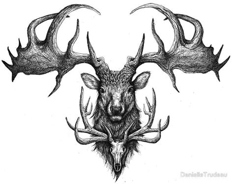 Grahams Ghost Irish Elk And Elk Skull Art Print Tattoos Deer