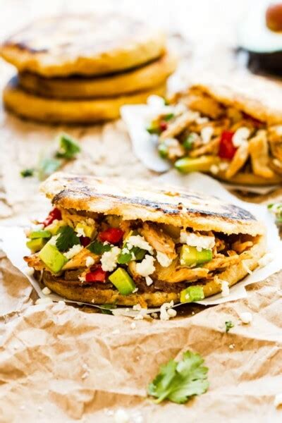 Chicken And Avocado Stuffed Arepas With Queso Fresco