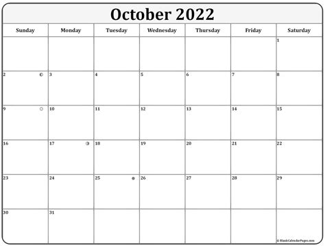 October 2022 Lunar Calendar Moon Phase Calendar