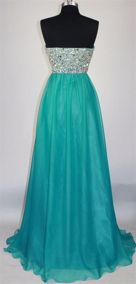 Long Teal A Line Beaded Prom Dresses Featuring Beaded Sweetheart Neck