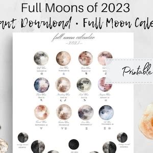 Printable Full Moon Calendar Lunar Zodiac Celestial Etsy Hong Kong